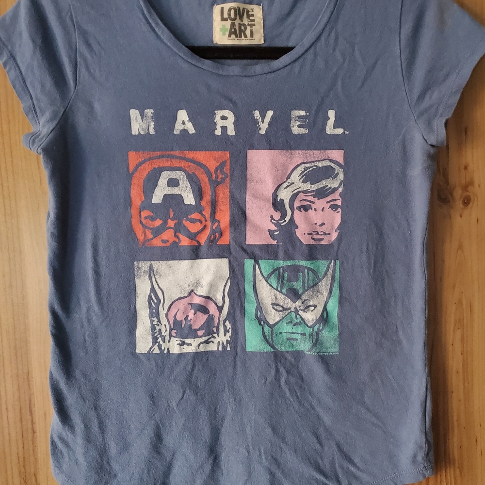 Marvel Blue Tee with Iconic Characters